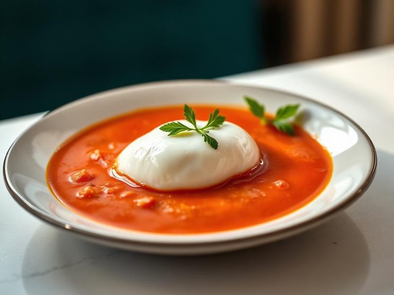Tomato Soup with a Poached Egg
