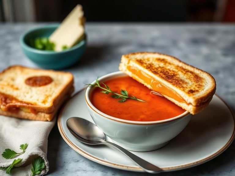 Tomato Soup with Grilled Cheese Sandwich