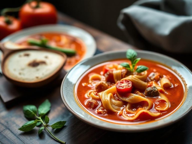 Tomato Soup with Pasta (Minestrone-style)