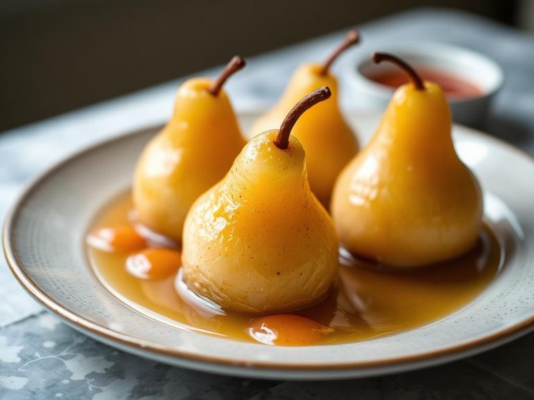 Tonic Water Poached Pears