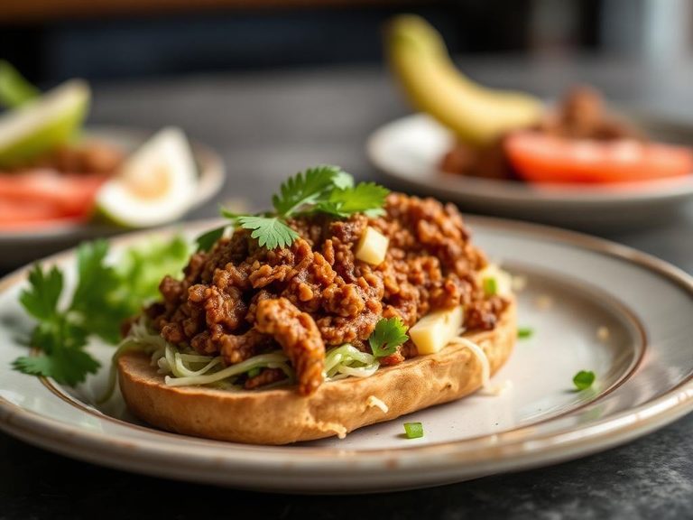 Tostada de Frijol con Carne