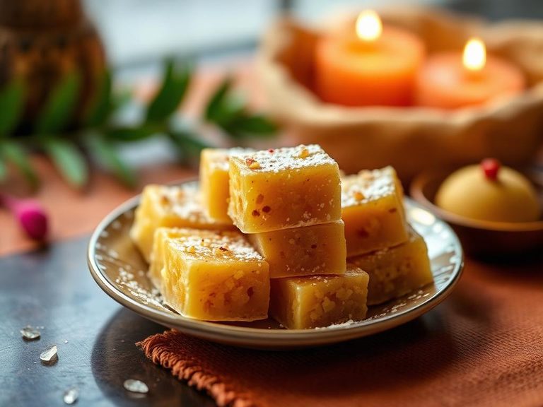 Traditional Indian sweets like barfi or gulab jamun