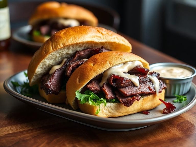 Tri-tip sandwiches with horseradish sauce