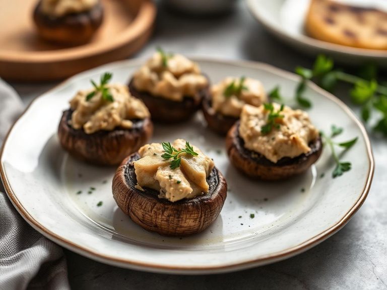 Truffle pâté-stuffed mushrooms