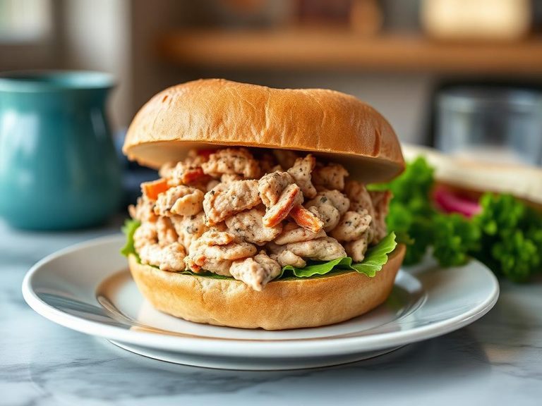 Tuna melt on a bagel