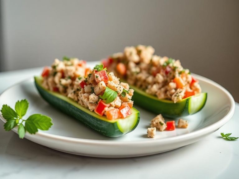Tuna Salad Cucumber Boats
