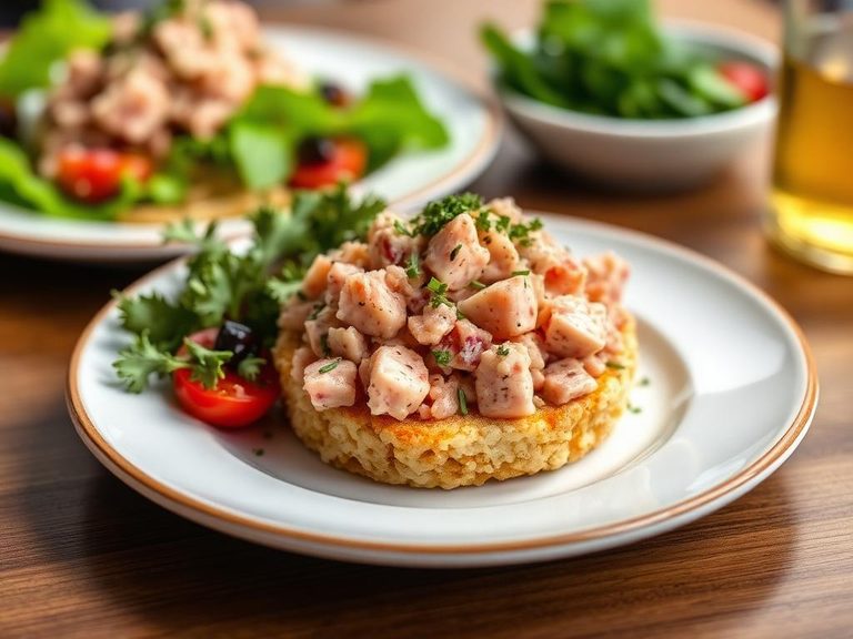 Tuna salad on a rice cake