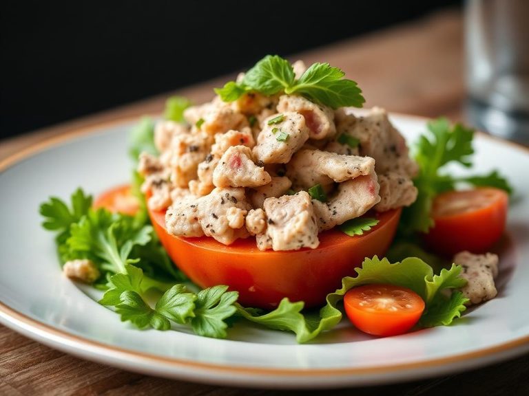 Tuna salad stuffed tomato or avocado