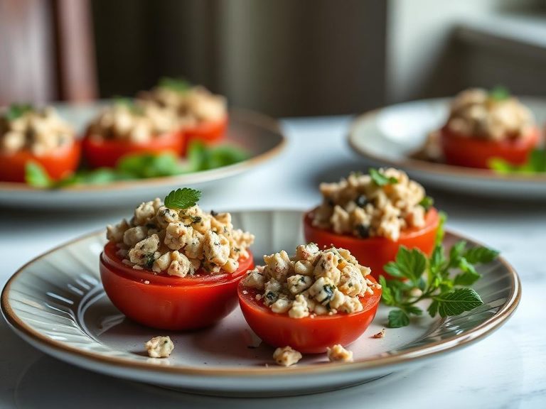 Tuna salad stuffed tomatoes