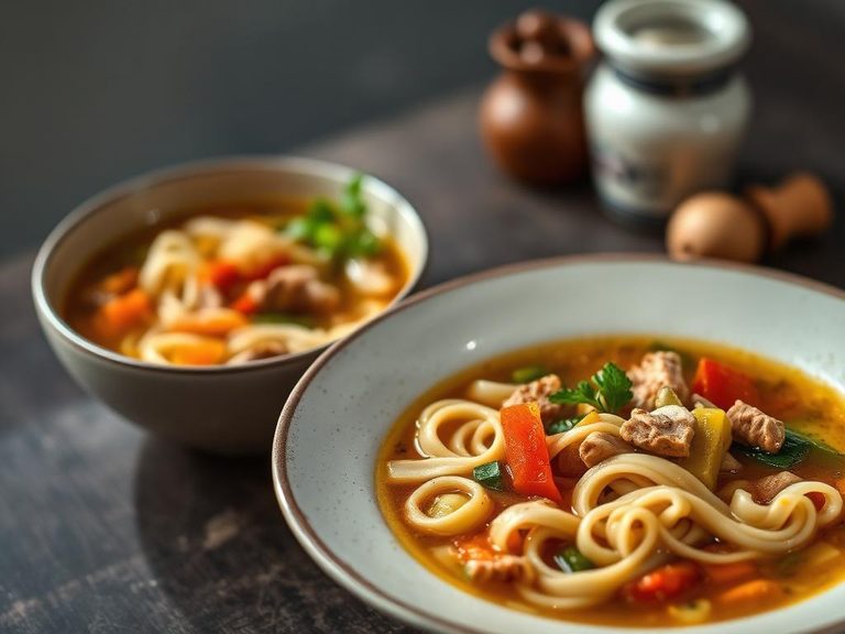 Turkey and vegetable noodle soup