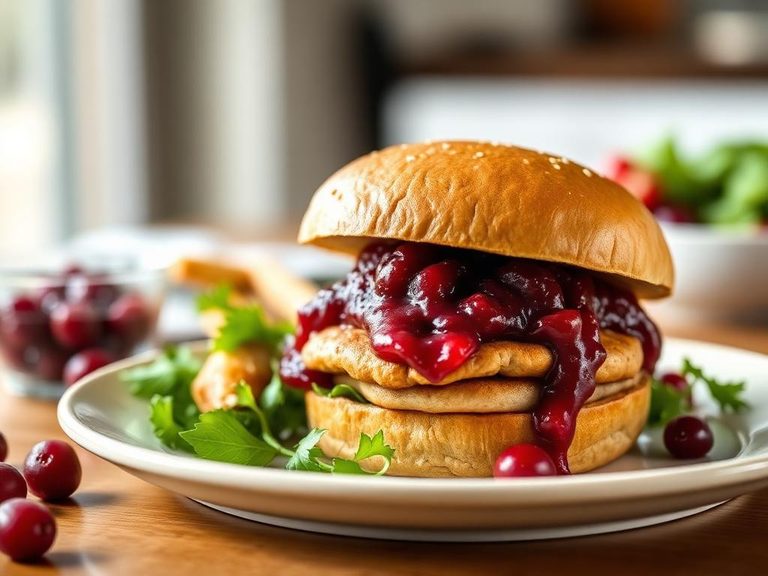 Turkey Burger with Cranberry Sauce