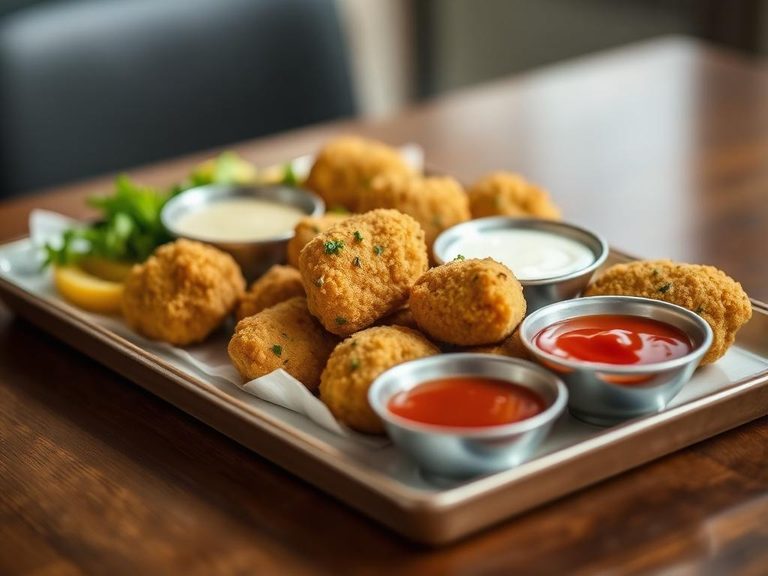 Turkey nugget platter with dipping sauces