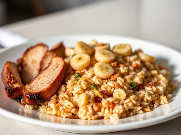 Turkey, rice cereal, and banana mix