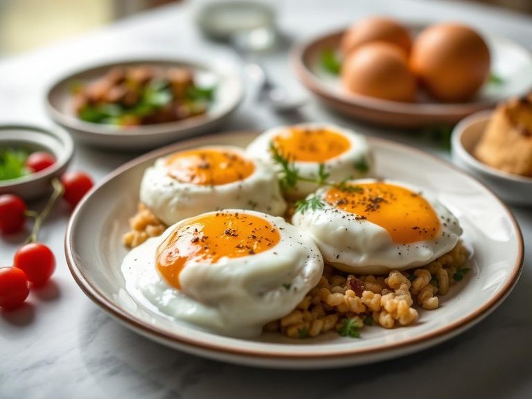 Turkish Çılbır (poached/baked eggs with yogurt)