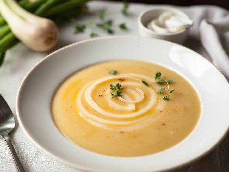 Turnip and wild onion soup