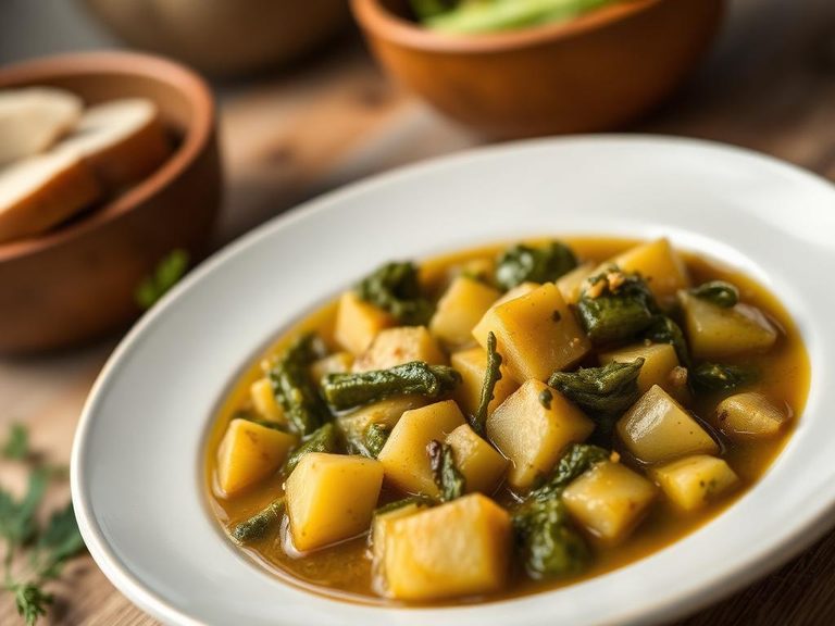 Turnip green and potato stew