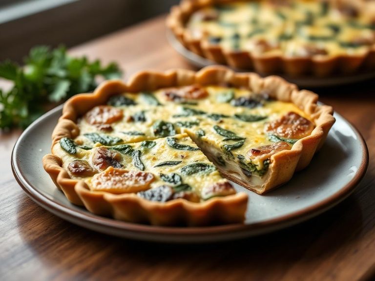 Turnip green quiche or savory tart