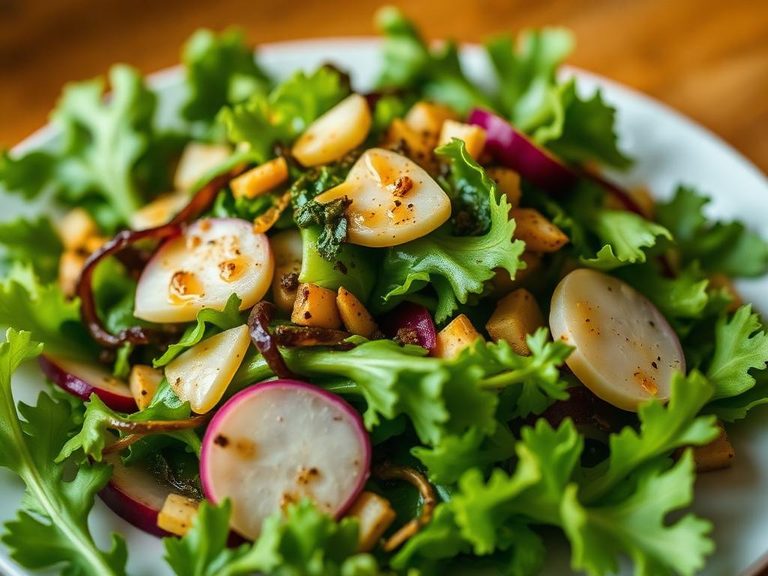 Turnip green salad with vinaigrette