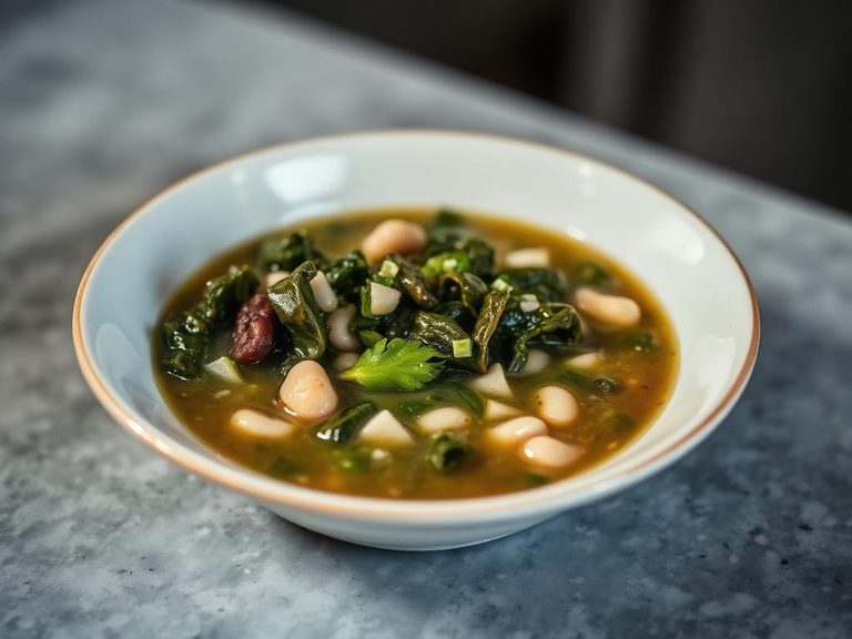 Turnip greens and white bean soup