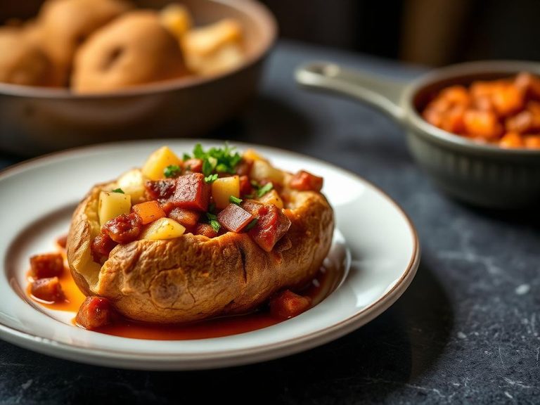 Twice-Baked Potato with Chili