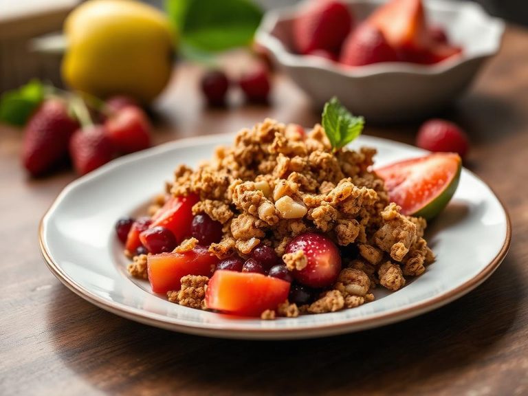 Used as a crunchy topping for a fruit crisp