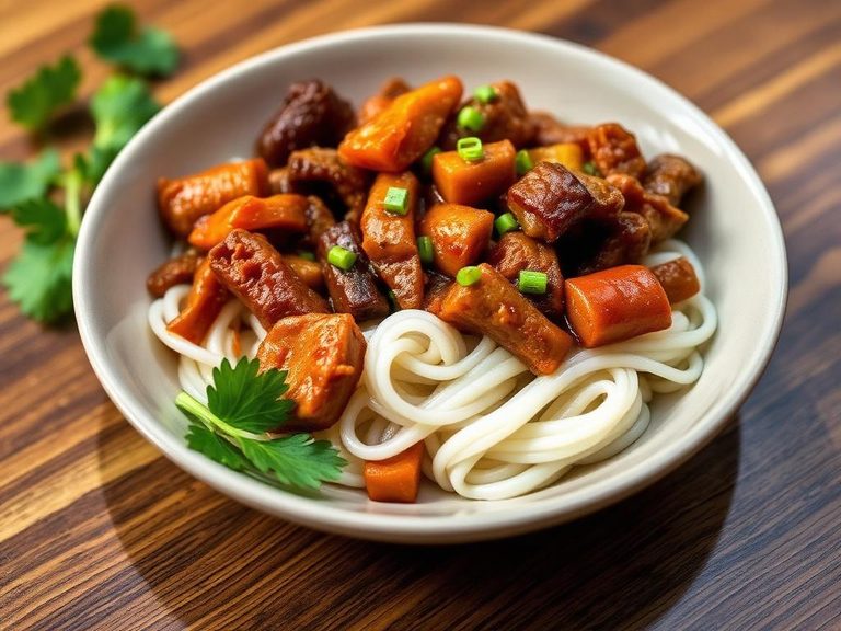 Vegetable Adobo with Udon