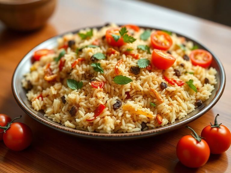 Vegetable fried rice with tomatoes