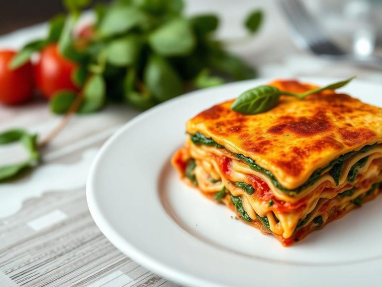Vegetarian lasagna with spinach