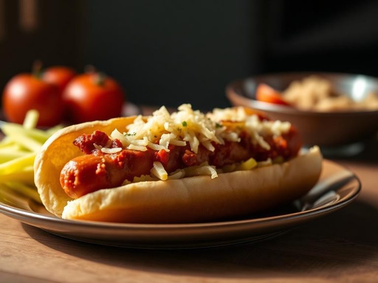 Veggie dog with sauerkraut