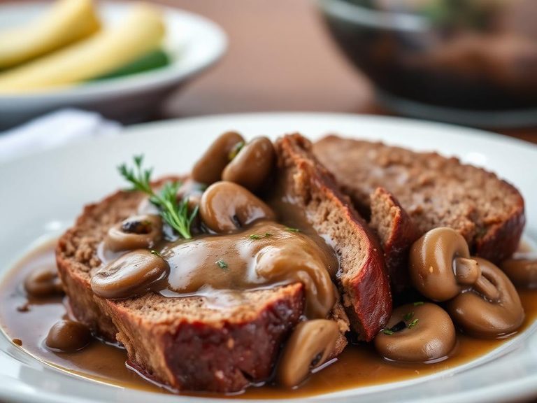 Venison Meatloaf with Mushroom Gravy