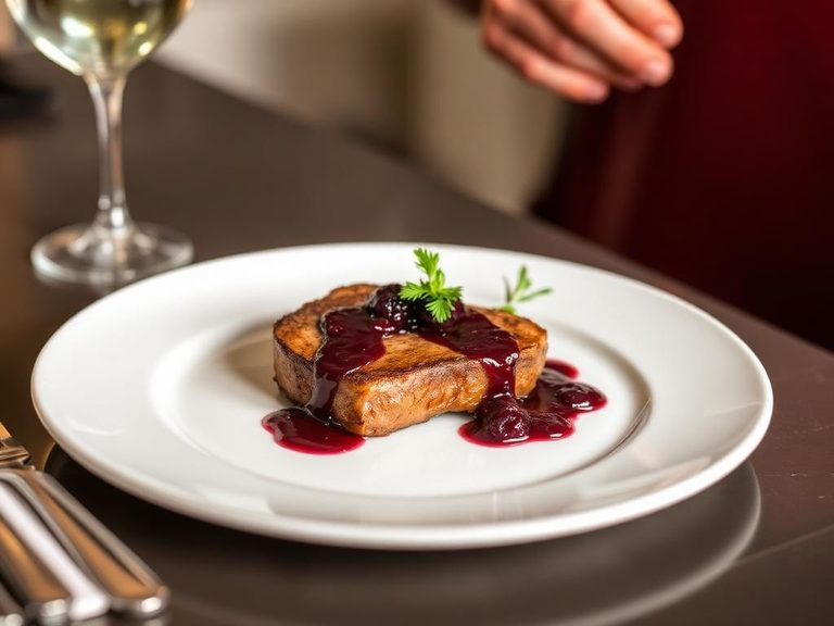 Venison steak with berry reduction