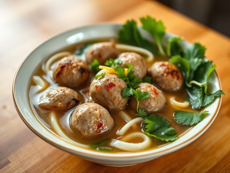 Vietnamese Pho with Meatballs