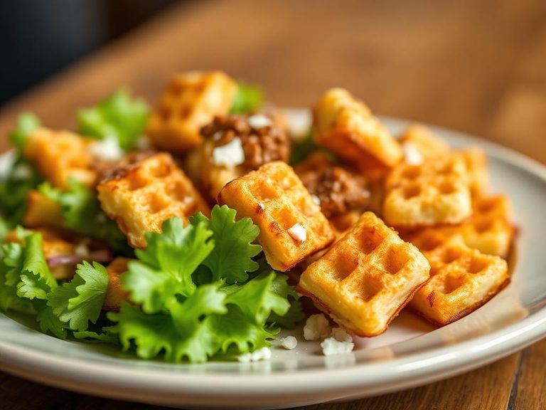 Waffle croutons for salad