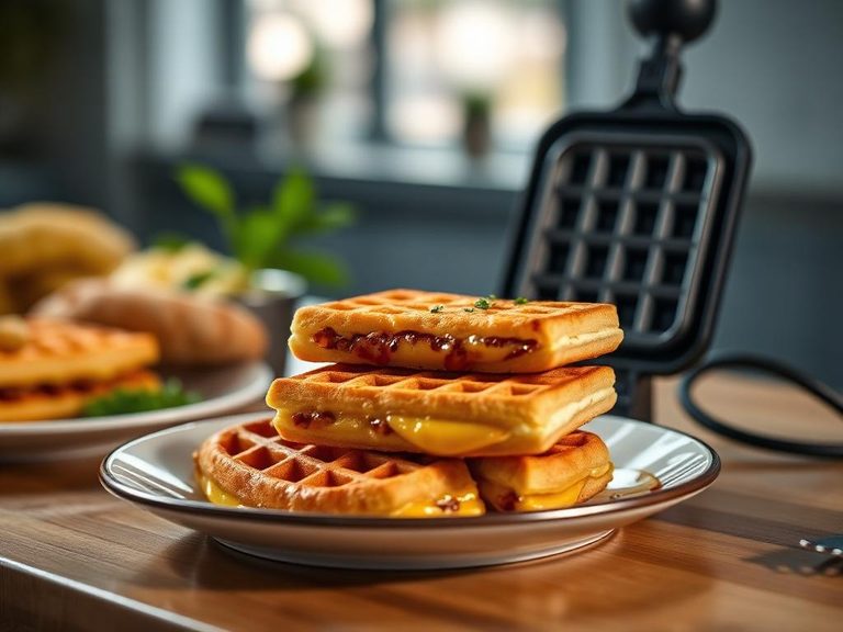 Waffle iron grilled cheese