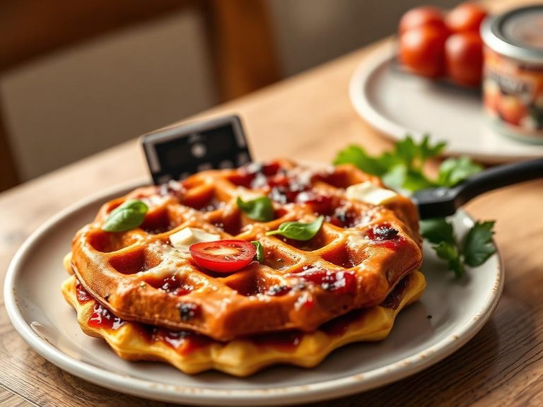 Waffle iron pizza snack