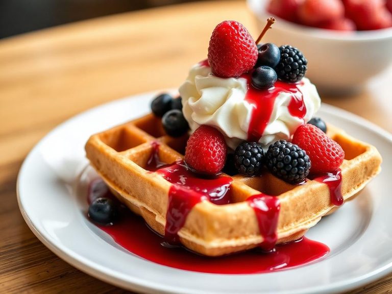 Waffle Sundae with Mixed Berries