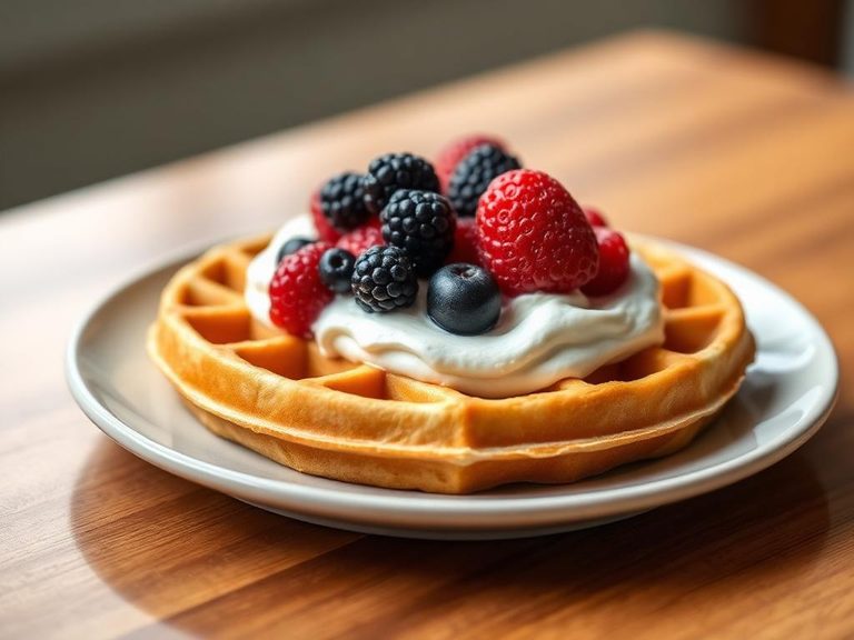 Waffle with Berries and Cream