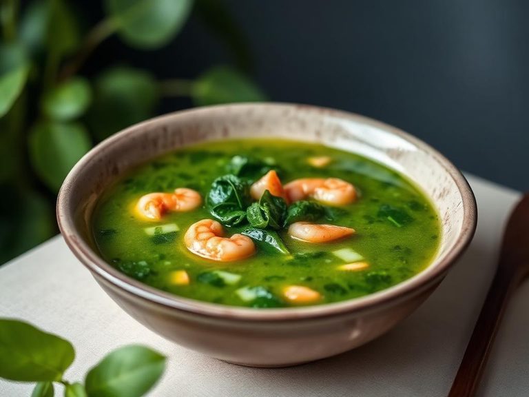 Water spinach soup with shrimp paste