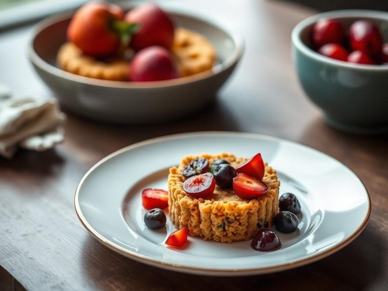Weetabix 'pudding' with stewed fruit