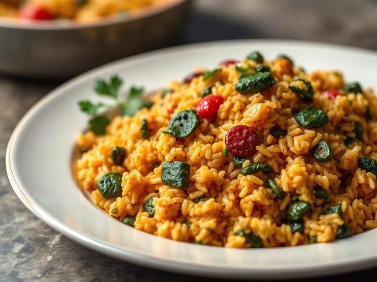 West African Jollof Rice with Greens