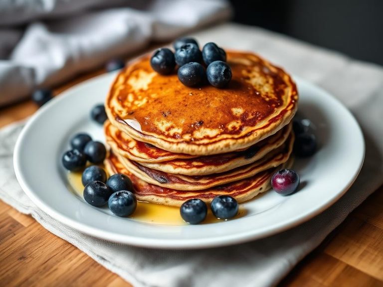 Whole-grain blueberry pancakes