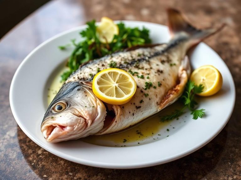 Whole Roasted Sea Bass with Lemon and Herbs