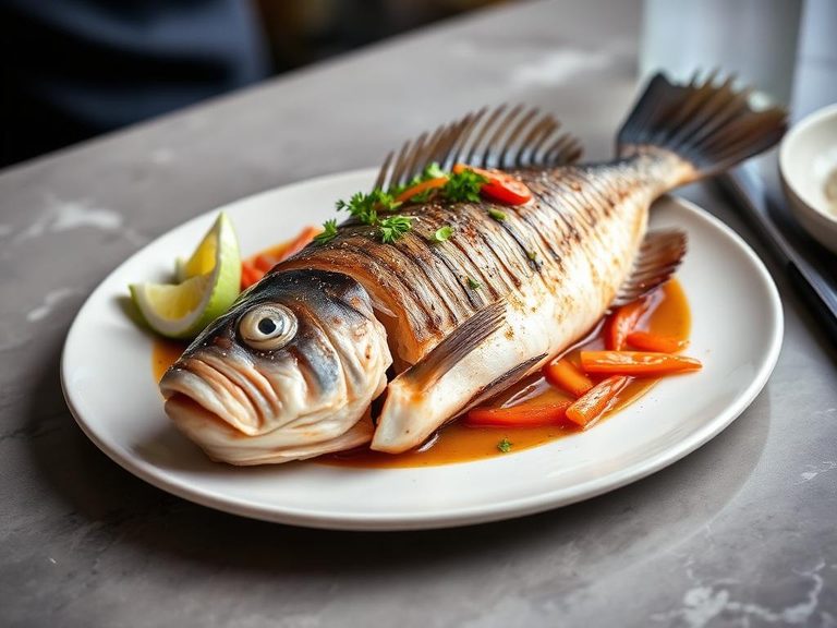 Whole Steamed Sea Bass (Asian-style)