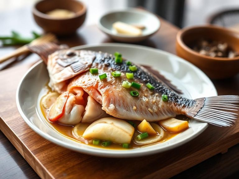 Whole Steamed Snapper with Ginger and Scallions