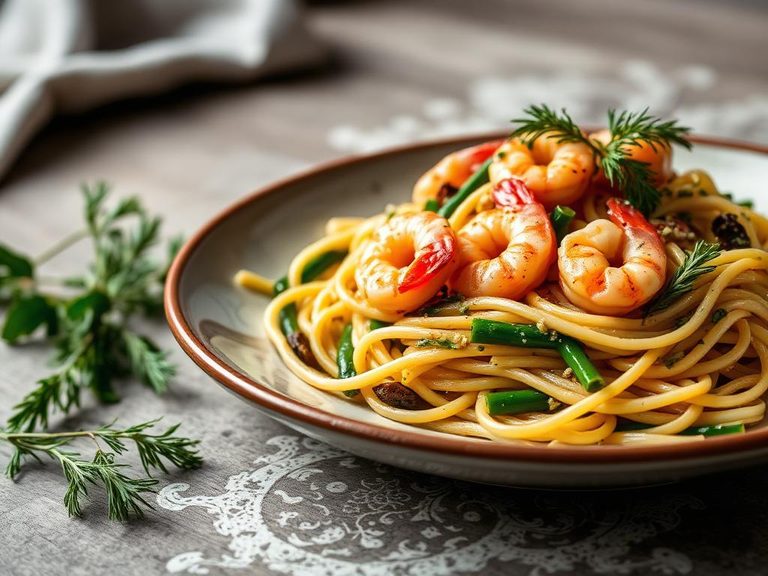 Whole Wheat Pasta Primavera with Shrimp