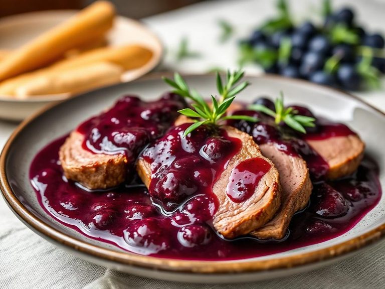 Wild blueberry sauce for game meats