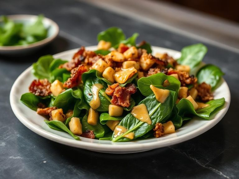 Wilted Spinach Salad with Hot Bacon Dressing