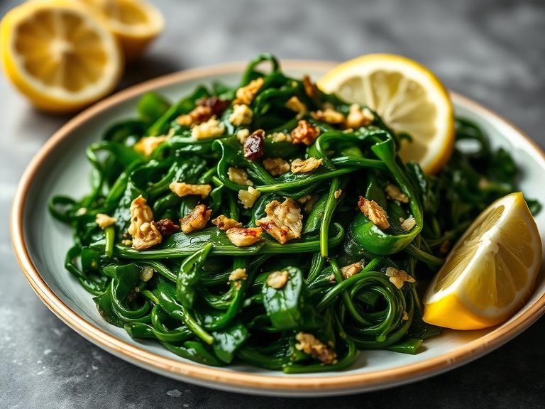 Wilted spinach with garlic and lemon
