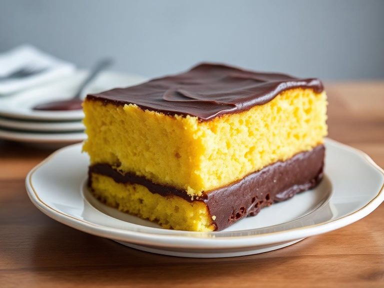 Yellow Sheet Cake with Chocolate Frosting