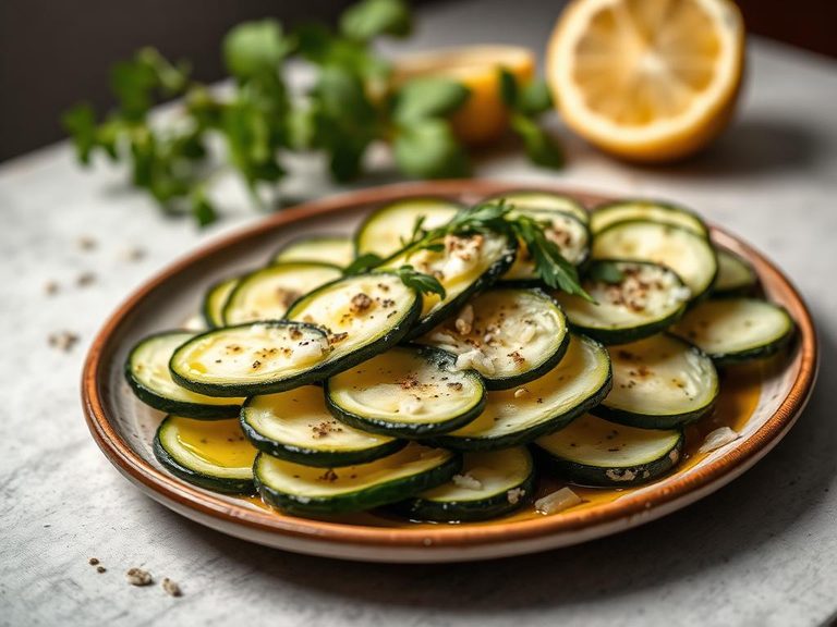 Zucchini carpaccio with parmesan and olive oil